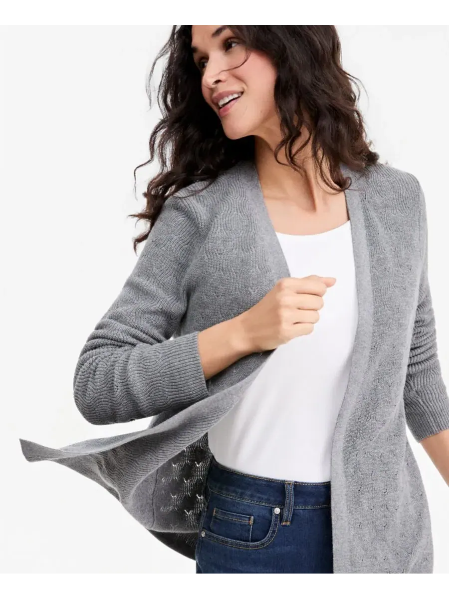 Кардиган с открытой вязкой Style & Co, Stormy Heather — изображение 4 из 4