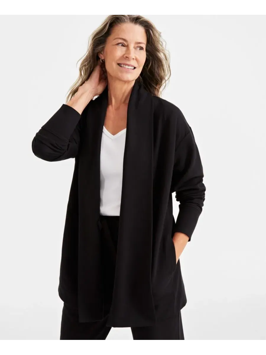 Кардиган Luxsoft Fleece Style & Co — изображение 1 из 2, глубокий черный