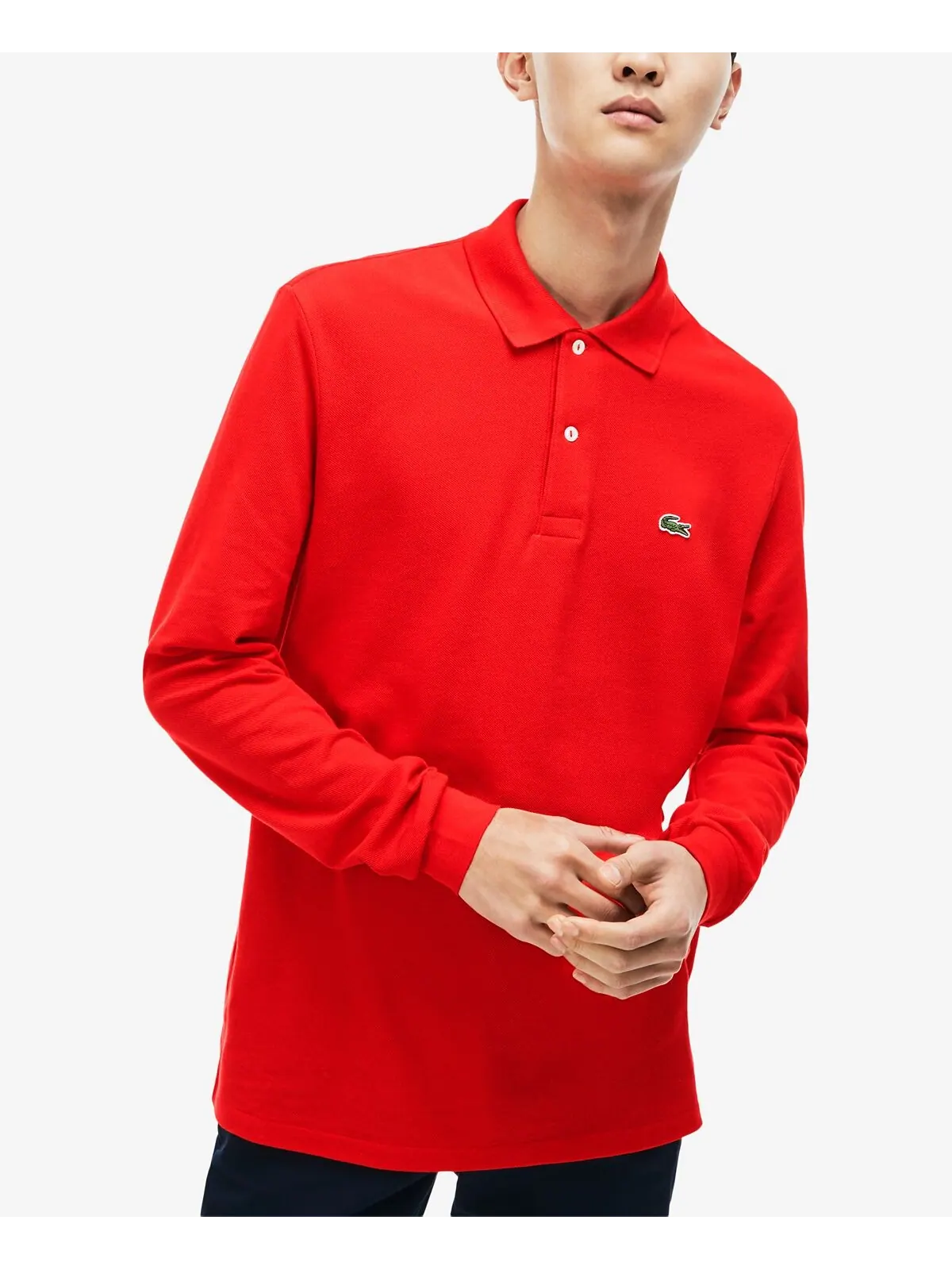 Рубашка поло Lacoste, мужская, классическая, с длинным рукавом — изображение 1 из 4, красный