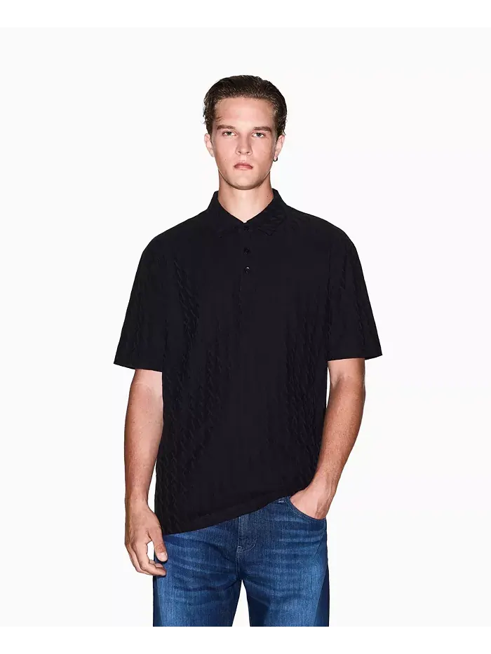 Мужская поло с коротким рукавом из мерсеризованного хлопка жаккард A|X Armani Exchange — изображение 1 из 5, черный