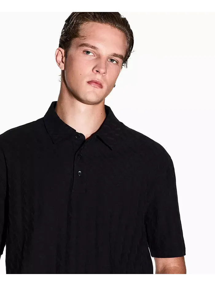 Мужская поло с коротким рукавом из мерсеризованного хлопка жаккард A|X Armani Exchange — изображение 4 из 5, черный