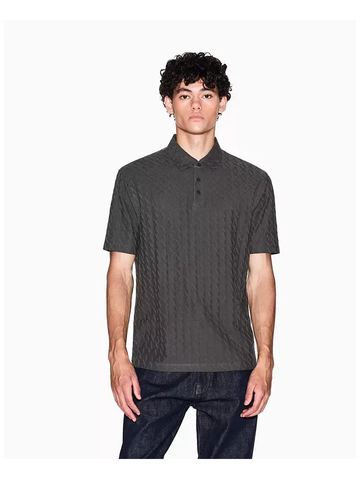 Мужская поло с коротким рукавом из мерсеризованного хлопка жаккард A|X Armani Exchange — изображение 1 из 1, зеленый