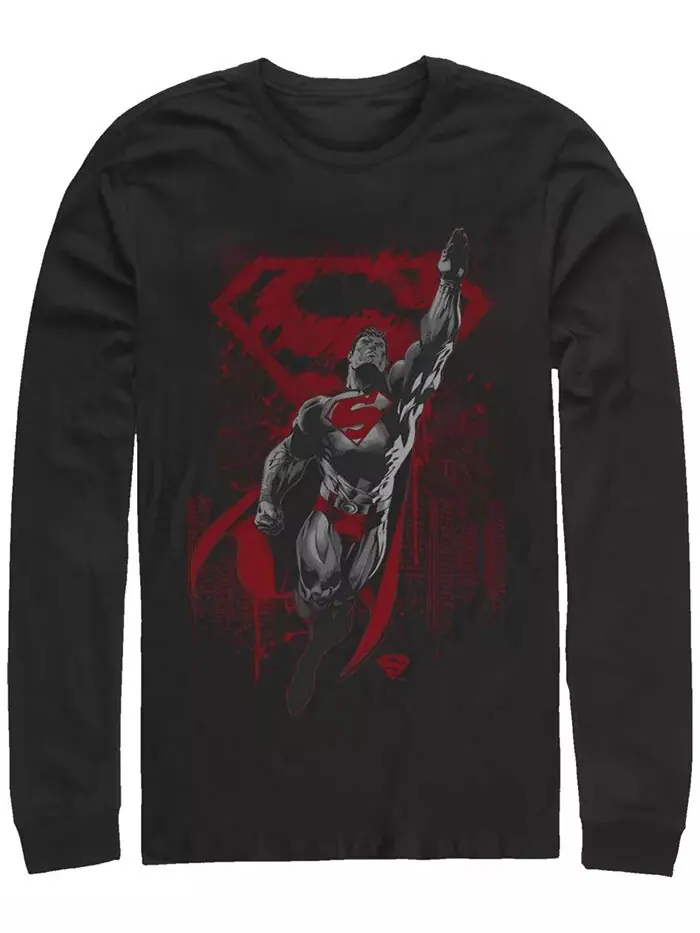 Мужская футболка Superman Kryptons Living Legacy с длинным рукавом и круглым вырезом Fifth Sun — изображение 1 из 1, черный