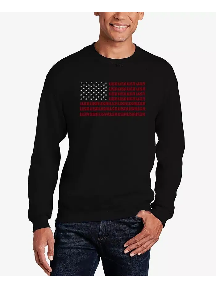Мужская толстовка с круглым вырезом и надписью Word Art USA Flag LA Pop Art — изображение 1 из 3, черный