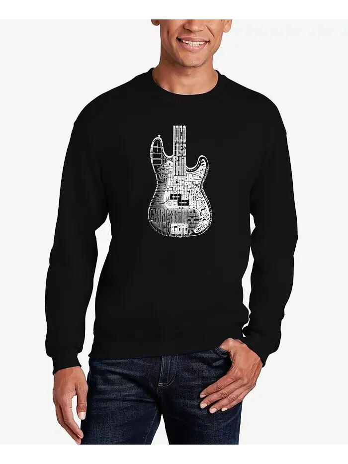 Мужская толстовка с круглым вырезом и надписью Word Art Bass Guitars LA Pop Art — изображение 1 из 3, черный