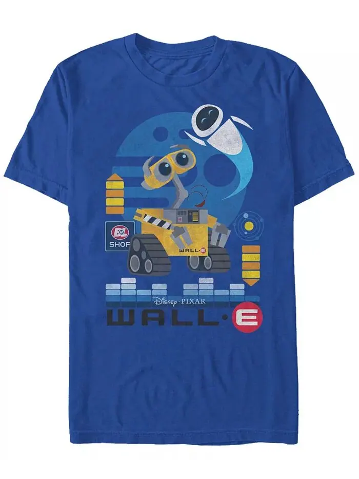 Футболка с коротким рукавом для мужчин Disney Pixar Wall-E Geometric Play Fifth Sun — изображение 1 из 1, королевский