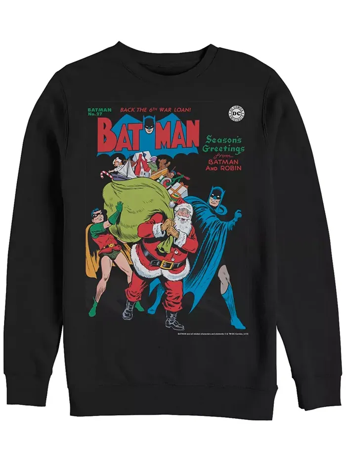 Мужской флисовый свитшот Batman Seasons Greetings Fifth Sun — изображение 1 из 1, черный