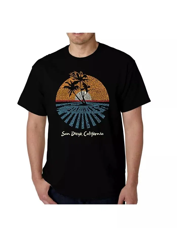 Футболка с надписью «Мужское искусство слова — Города Сан-Диего» LA Pop Art — изображение 1 из 2, черный