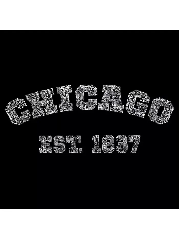 Мужская толстовка Word Art Chicago 1837 с круглым вырезом LA Pop Art — изображение 2 из 2, черный