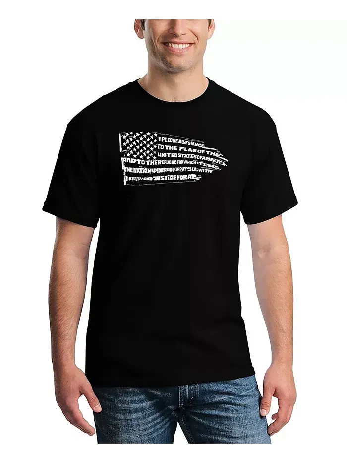 Мужская футболка Pledge of Allegiance Flag Word Art LA Pop Art — изображение 1 из 2, черный