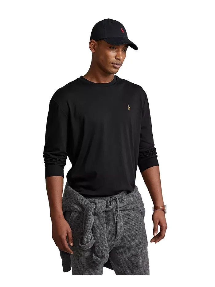 Мужская классическая футболка из мягкого хлопка с круглым вырезом Polo Ralph Lauren — изображение 1 из 4, черный