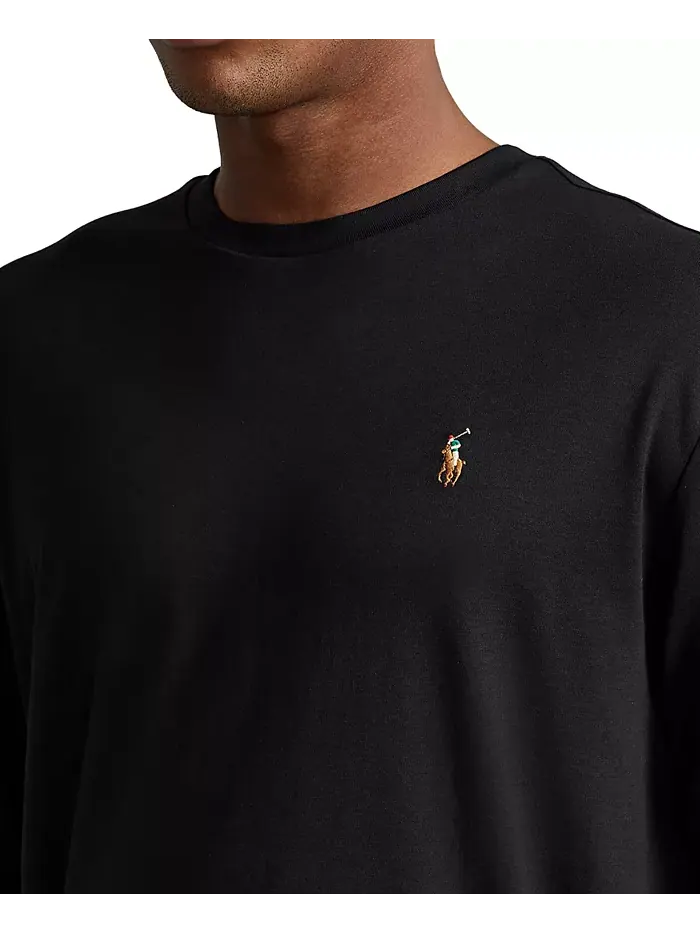 Мужская классическая футболка из мягкого хлопка с круглым вырезом Polo Ralph Lauren — изображение 3 из 4, черный