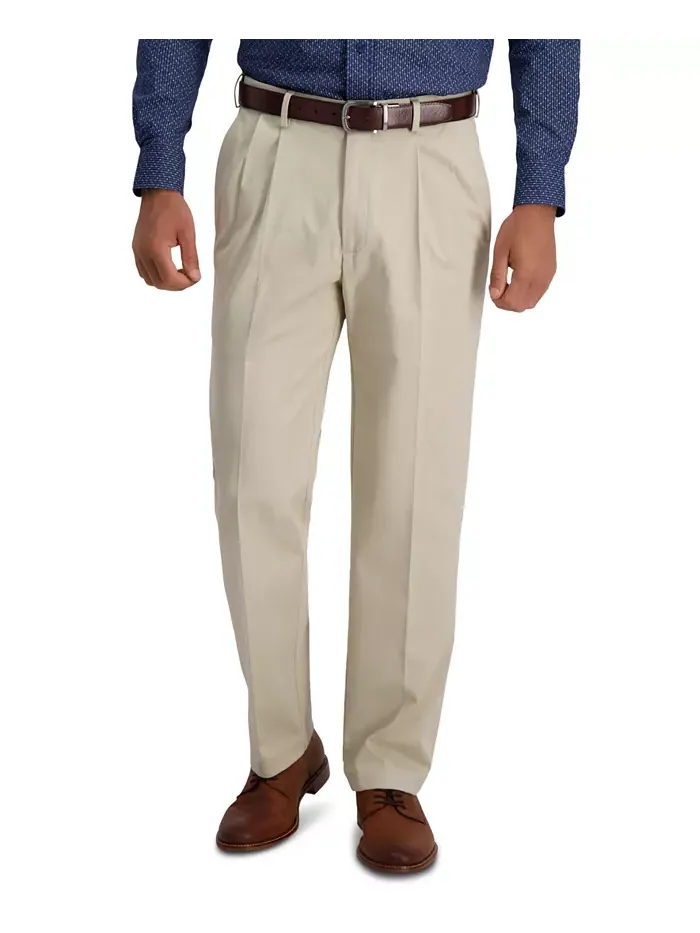 Мужские классические брюки с защипами Premium Khaki Iron Free Haggar
