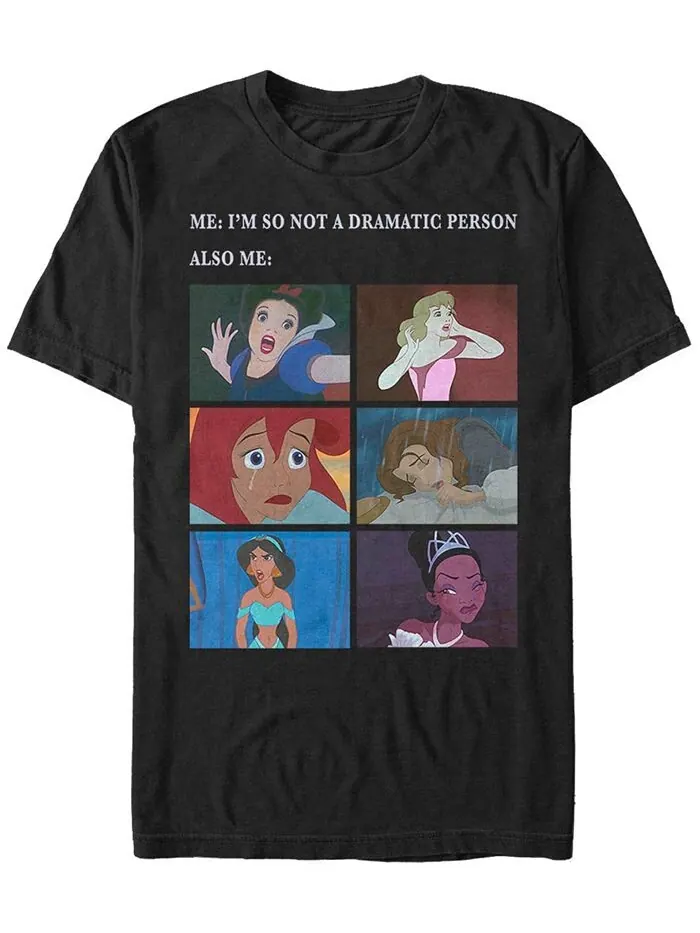 Мужская футболка с короткими рукавами Disney Princess Not Dramatic Meme Panel Fifth Sun — изображение 1 из 1, черный