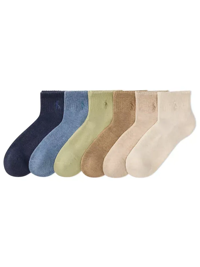 Женские носки 6 пар Cushion Quarter Polo Ralph Lauren — изображение 1 из 3, бежевый/бежевый