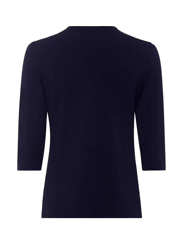 Женская футболка из смесовой вискозы с v-образным вырезом Olsen — изображение 3 из 5, темно-синий