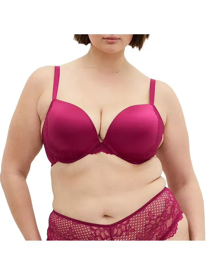Бюстгальтер Push Up Allure больших размеров CITY CHIC — изображение 1 из 3, красный