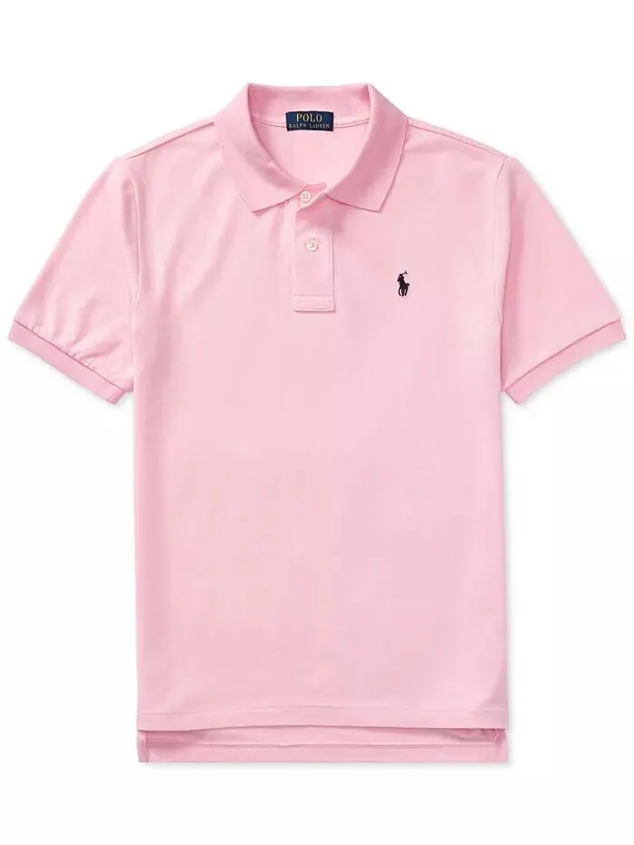 Рубашка-поло из хлопковой сетки с логотипом для мальчиков Big Boys Polo Ralph Lauren — изображение 1 из 2, розовый