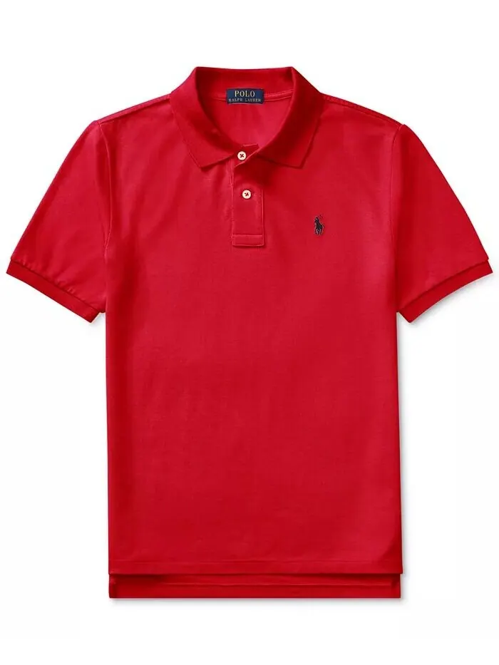 Рубашка-поло из хлопковой сетки с логотипом для мальчиков Big Boys Polo Ralph Lauren — изображение 4 из 6, красный