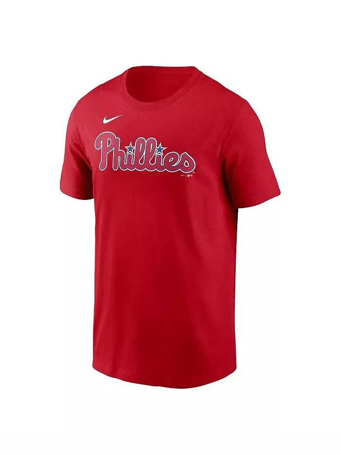 Мужская красная футболка Philadelphia Phillies Fuse Wordmark Nike — изображение 2 из 3, красный