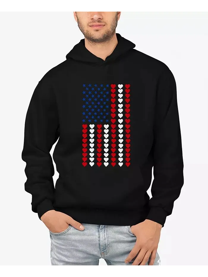 Heart Flag - Мужская толстовка с капюшоном Word Art LA Pop Art — изображение 1 из 7, черный