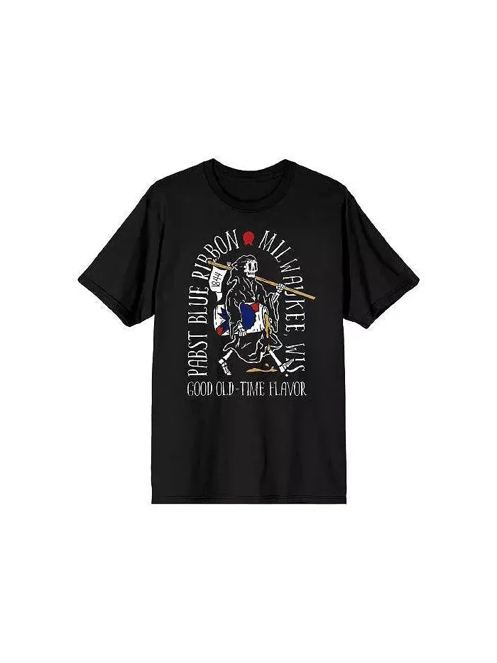 Мужская футболка Grim Reaper Good Old-Time Flavor черная - S Pabst Blue Ribbon — черный