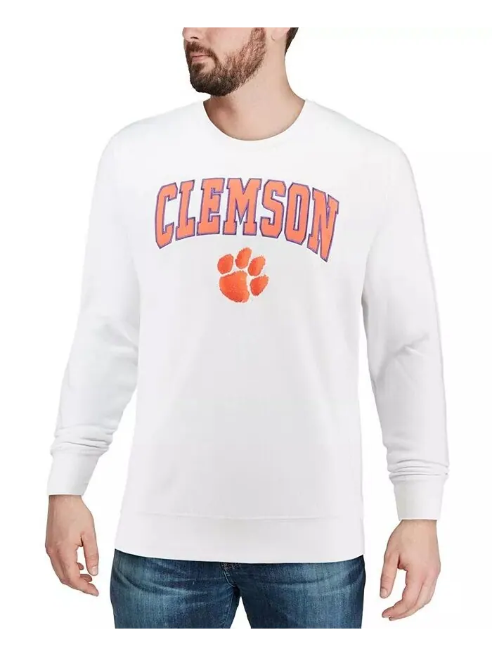 Мужская толстовка-пуловер Clemson Tigers Arch & Logo Colosseum — изображение 4 из 6, белый