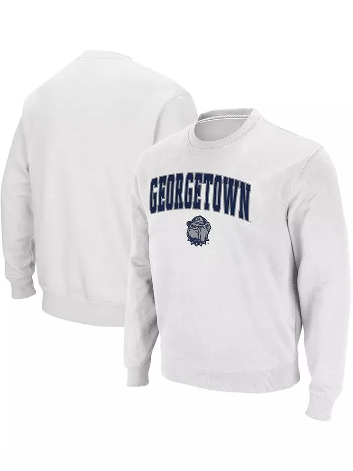 Мужская толстовка Georgetown Hoyas Arch and Logo с круглым вырезом Colosseum — белый