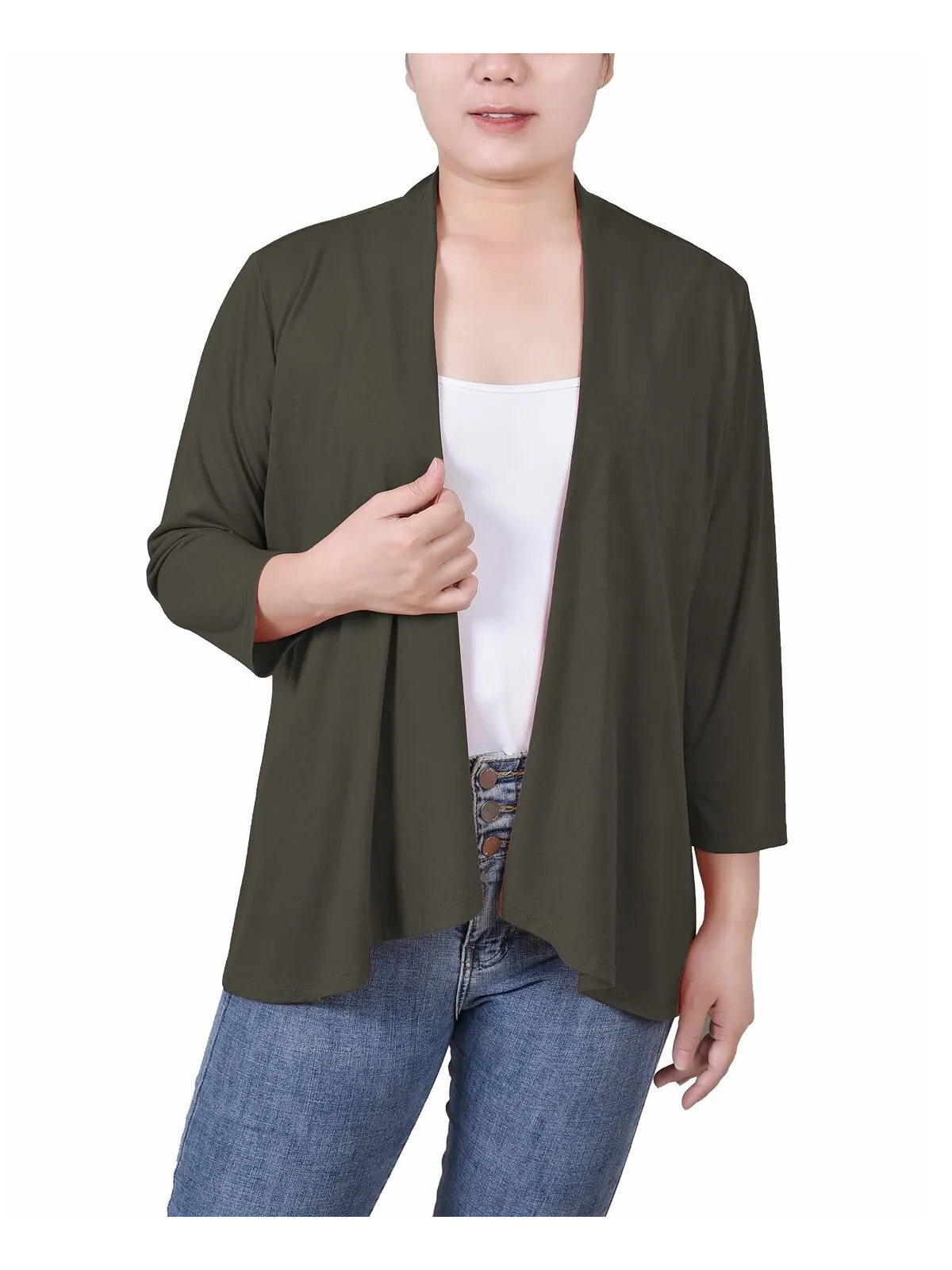 Женский однотонный кардиган с рукавами 3/4 NY Collection