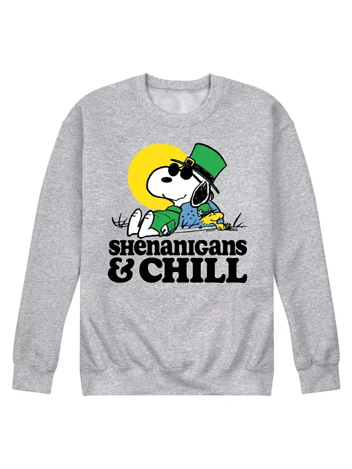 Мужская флисовая толстовка с длинным рукавом Peanuts St Patrick's Day Shenanigans Chill AIRWAVES — изображение 1 из 3, серый