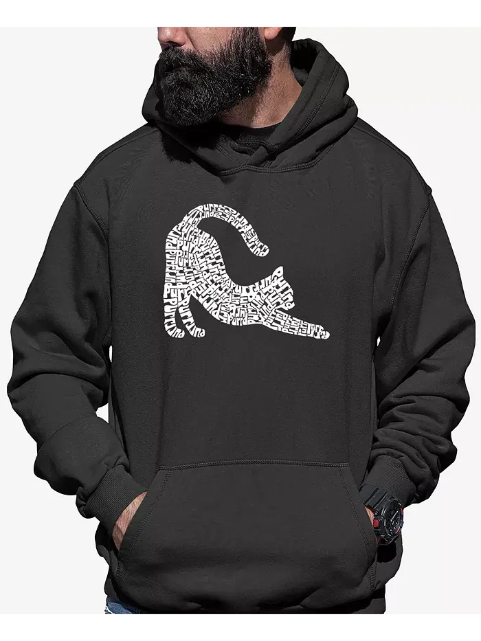Мужская худи с растягивающимся принтом Cat Word Art LA Pop Art — изображение 1 из 5, серый
