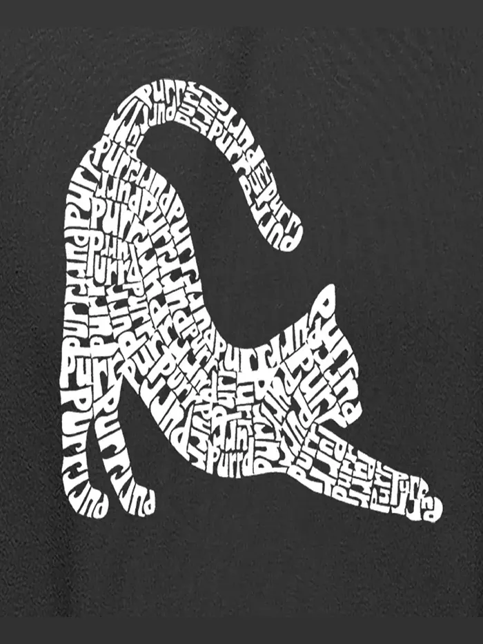 Мужская худи с растягивающимся принтом Cat Word Art LA Pop Art — изображение 3 из 5, серый