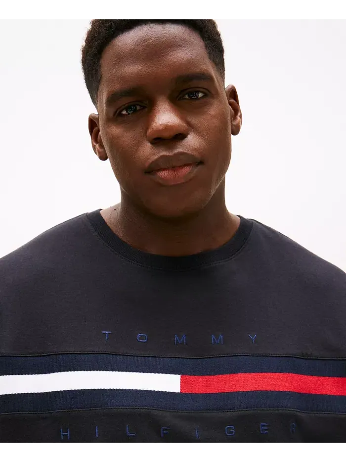 Мужская футболка с коротким рукавом Big & Tall Tino Logo Tommy Hilfiger — изображение 3 из 4, черный