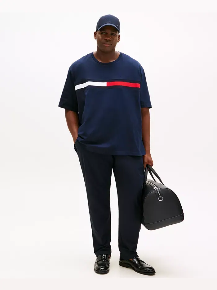 Мужская футболка с коротким рукавом Big & Tall Tino Logo Tommy Hilfiger — изображение 4 из 4, голубой