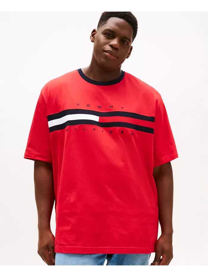 Мужская футболка с коротким рукавом Big & Tall Tino Logo Tommy Hilfiger — изображение 1 из 4, красный