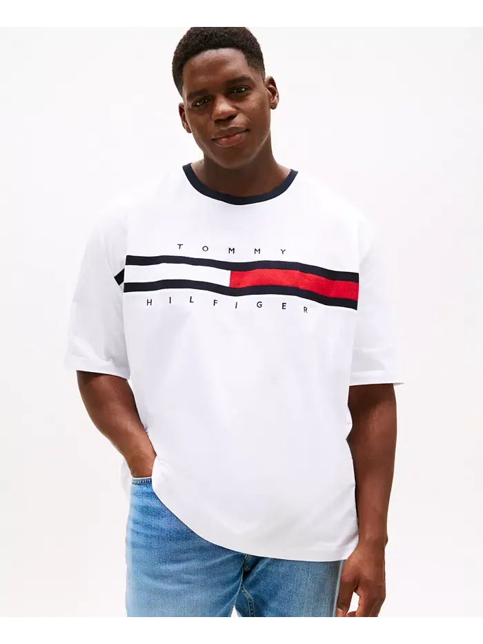 Мужская футболка с коротким рукавом Big & Tall Tino Logo Tommy Hilfiger — изображение 1 из 4, белый