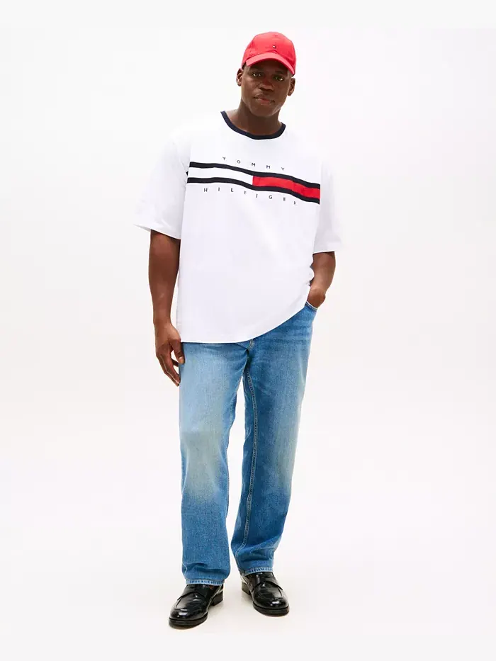Мужская футболка с коротким рукавом Big & Tall Tino Logo Tommy Hilfiger — изображение 4 из 4, белый