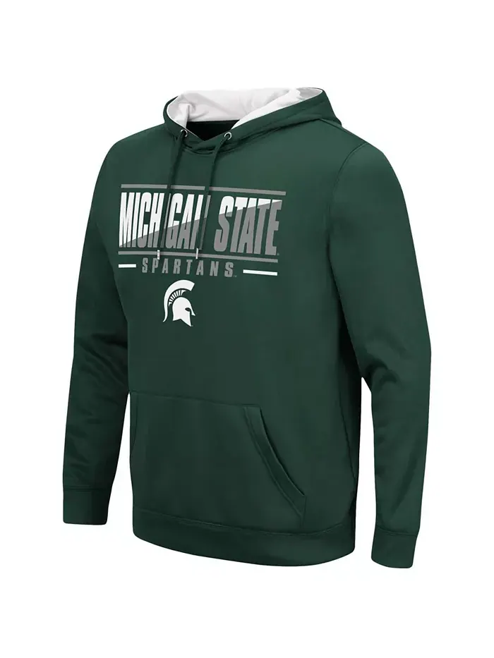 Мужская толстовка с капюшоном Michigan State Spartans Slash Stack 2.0 Colosseum — изображение 2 из 5, зеленый