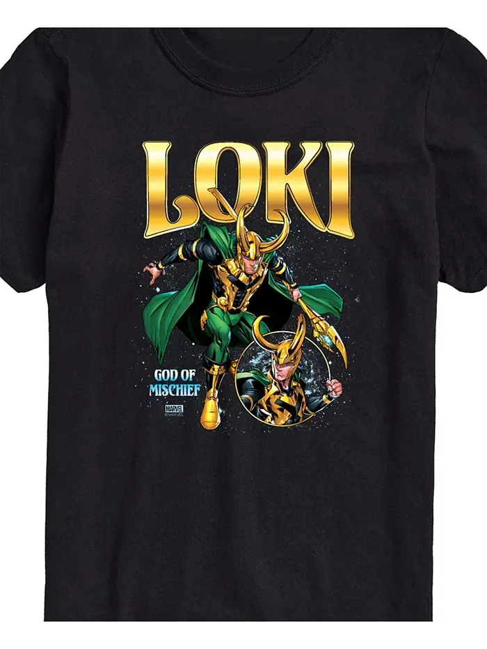 Мужская футболка Marvel Loki с коротким рукавом AIRWAVES — изображение 2 из 3, черный