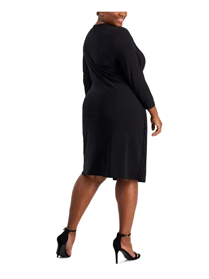 Классическое платье-халат Plus Size Anne Klein — изображение 2 из 4, черный