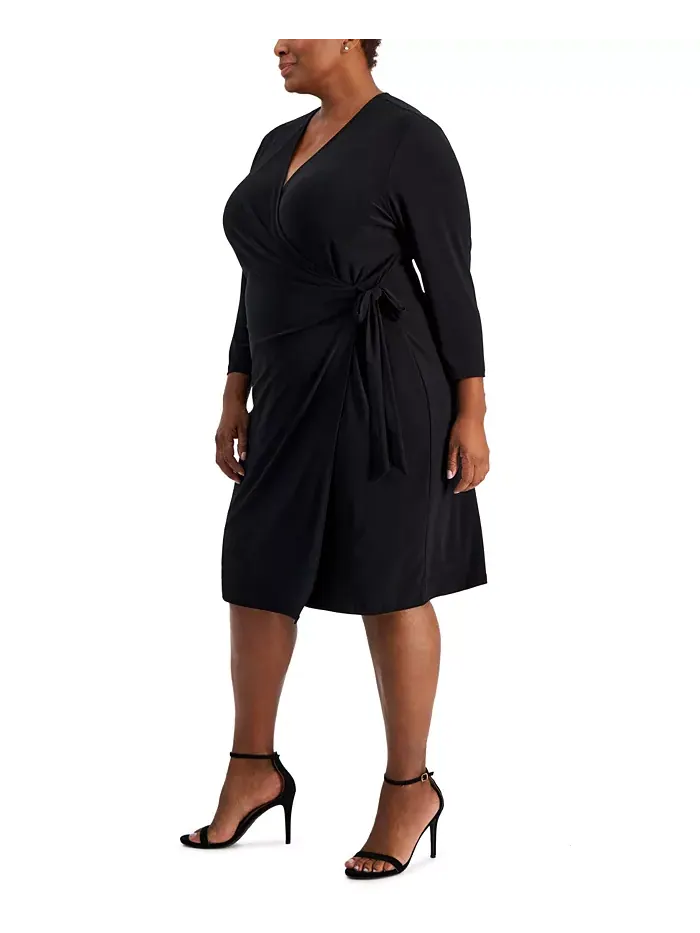 Классическое платье-халат Plus Size Anne Klein — изображение 3 из 4, черный