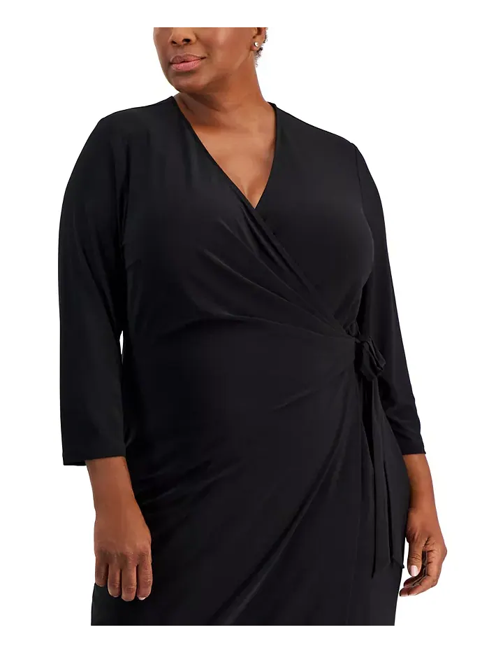 Классическое платье-халат Plus Size Anne Klein — изображение 4 из 4, черный