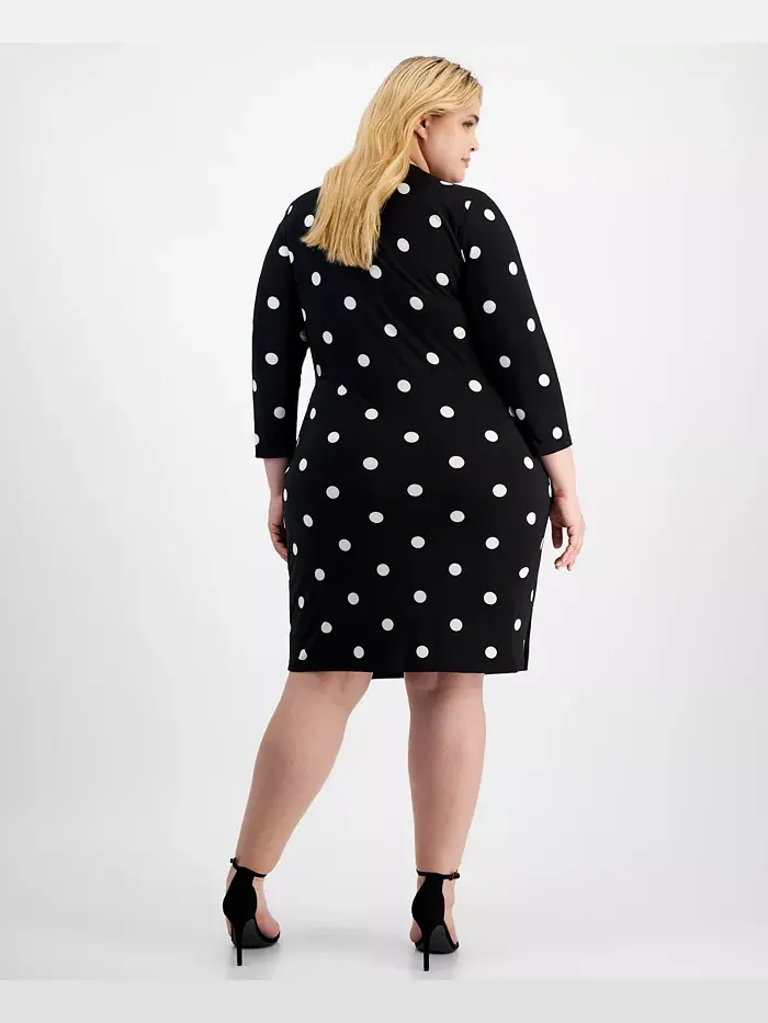 Классическое платье-халат Plus Size Anne Klein — изображение 2 из 4, черный/белый