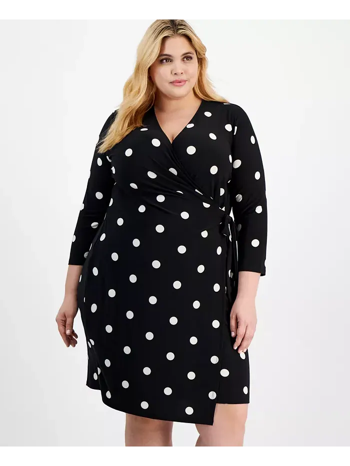 Классическое платье-халат Plus Size Anne Klein — изображение 4 из 4, черный/белый