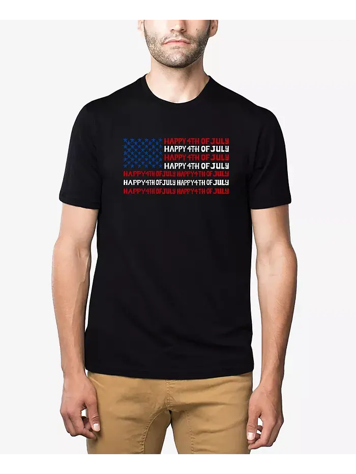Мужская футболка Happy 4th of July Premium Blend Word Art LA Pop Art — изображение 1 из 3, черный
