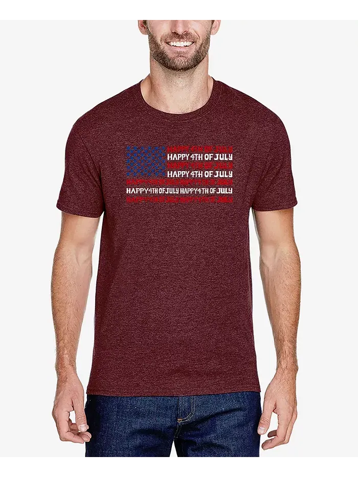 Мужская футболка Happy 4th of July Premium Blend Word Art LA Pop Art — изображение 1 из 2, бордовый