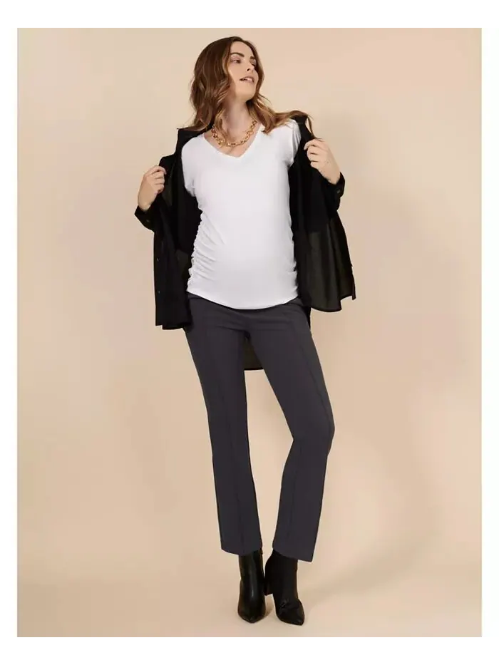 Женские облегающие брюки Mia Secret Fit Over the Belly Slim Straight Leg Pant - Материнство и — изображение 5 из 5, серый