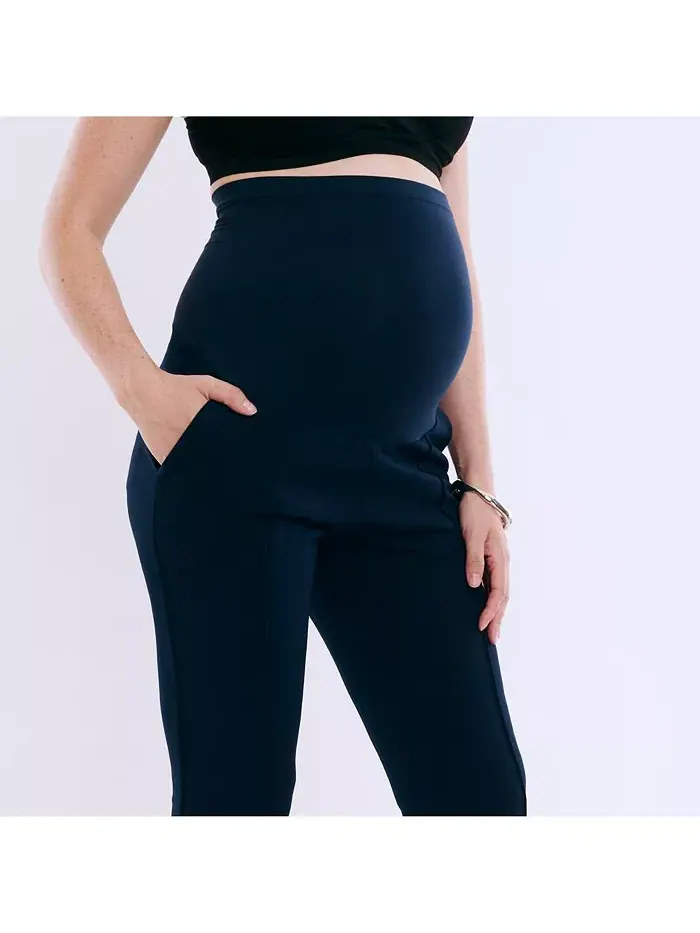 Женские брюки Mia Secret Fit Over the Belly Slim Straight Leg - Motherhood Maternity — изображение 4 из 5, темно-синий