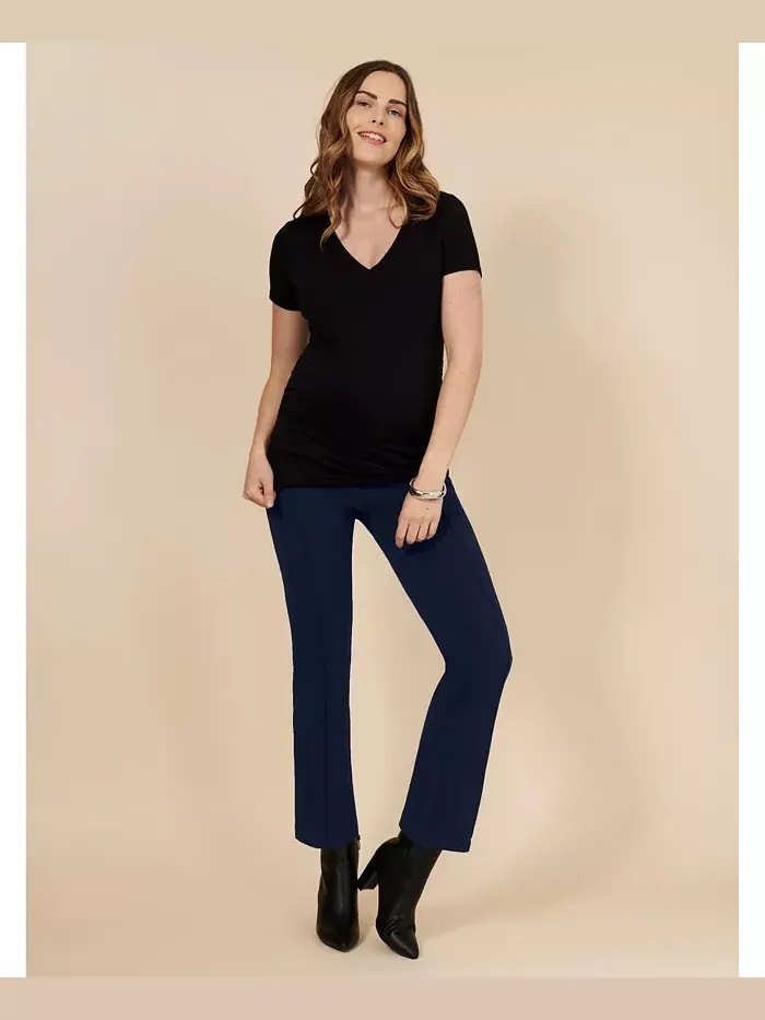 Женские брюки Mia Secret Fit Over the Belly Slim Straight Leg - Motherhood Maternity — изображение 5 из 5, темно-синий