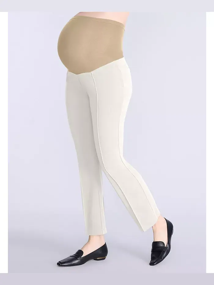 Женские брюки Mia Secret Fit Over the Belly Slim Straight Leg - Motherhood Maternity — изображение 3 из 4, белый
